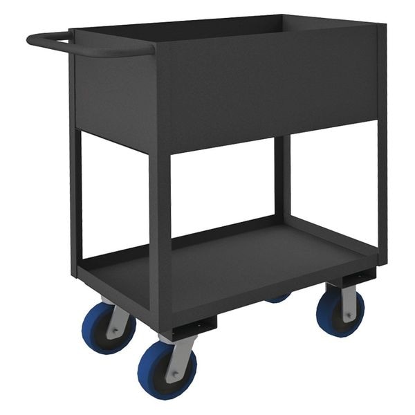 Utility Cart with Deep Lipped Metal Shelves, Steel, 3,600 lb Load Capacity, 2 Shelves, 36 in L
