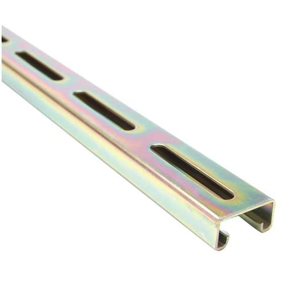 Single Channel Strut, Slotted, Steel, Zinc-Plated, 13/32 in x 3 in Hole Size, Silver