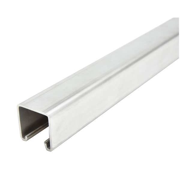 Single Channel Strut, Solid, 304 Stainless Steel, Polished, None Hole Size, Silver