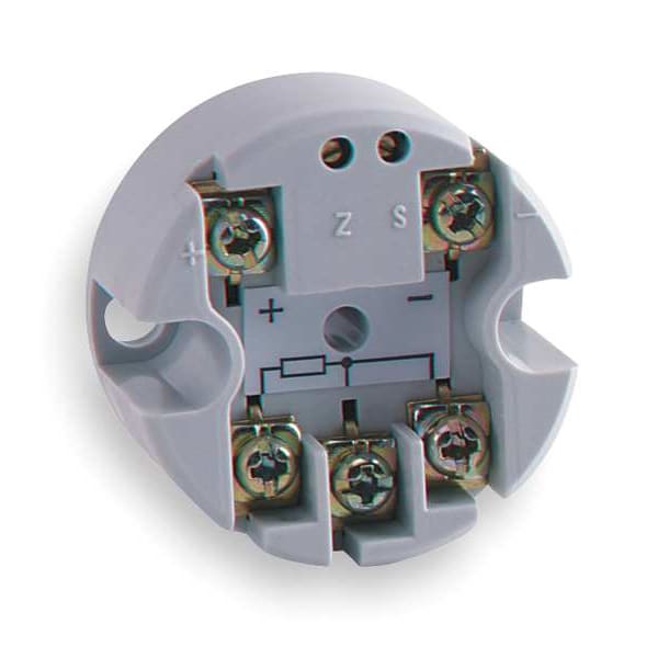 Temperature transmitter, type K thermocouple input, range 32 to 212 Degrees F (0 to 100 Degrees C).