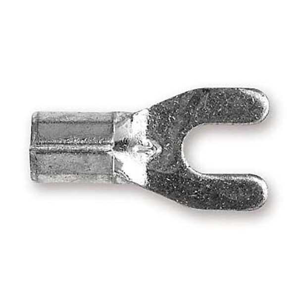 Fork Terminal, #10 Stud Size, 10 AWG, 600 V, Bare Insulated, Bare, Crimp Termination Only, 500 PK