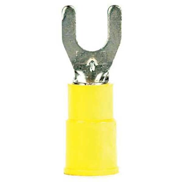 Fork Terminal, #10 Stud Size, 10 AWG, 600 V, Vinyl Insulated, Yellow, Crimp Termination Only