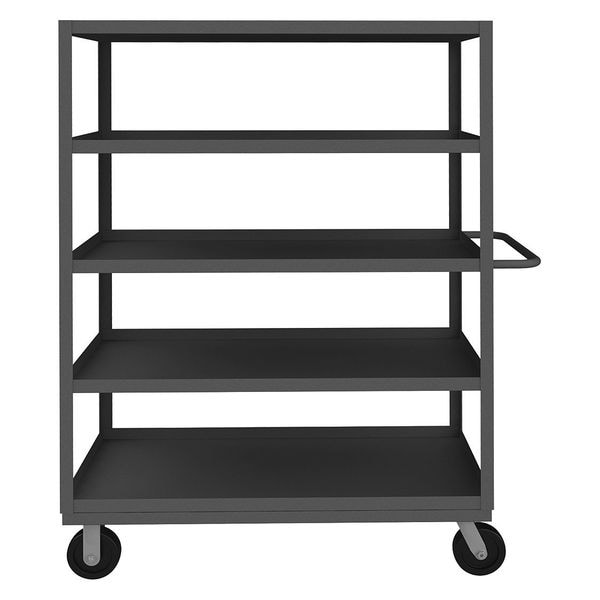 Utility Cart with Lipped Metal Shelves, Steel, 3,000 lb Load Capacity, 5 Shelves, 66 1/2 in L