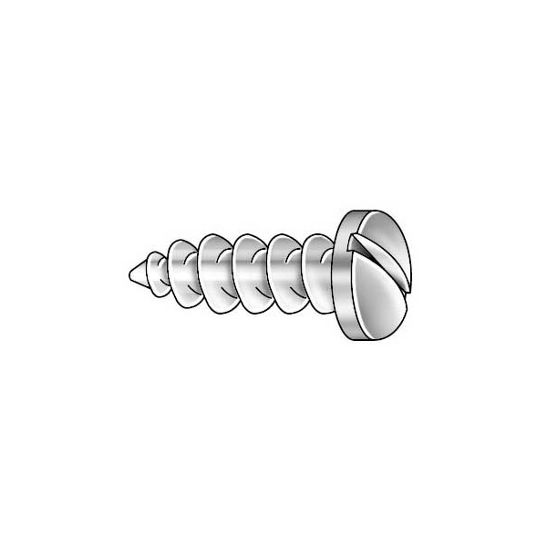 Sheet Metal Screw, #12 x 1 in, Zinc Plated Steel Pan Head Slotted Drive, 100 PK