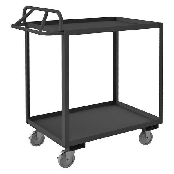 Utility Cart with Lipped Metal Shelves, Steel, 1,200 lb Load Capacity, 2 Shelves, 39 in L, 41 in H