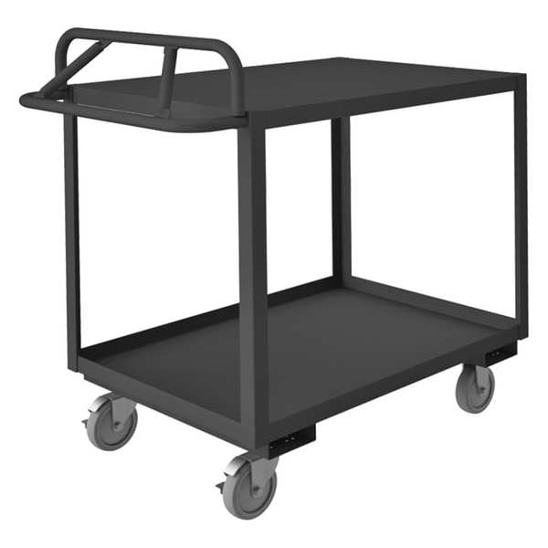 Utility Cart with Lipped & Flush Metal Shelves, Steel, 1,200 lb Load Capacity, 2 Shelves, 46 in L