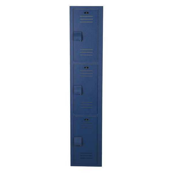 Wardrobe Locker, 12 in W, 12 in D, 60 in H, (1) Wide, (3) Tier, Deep Blue
