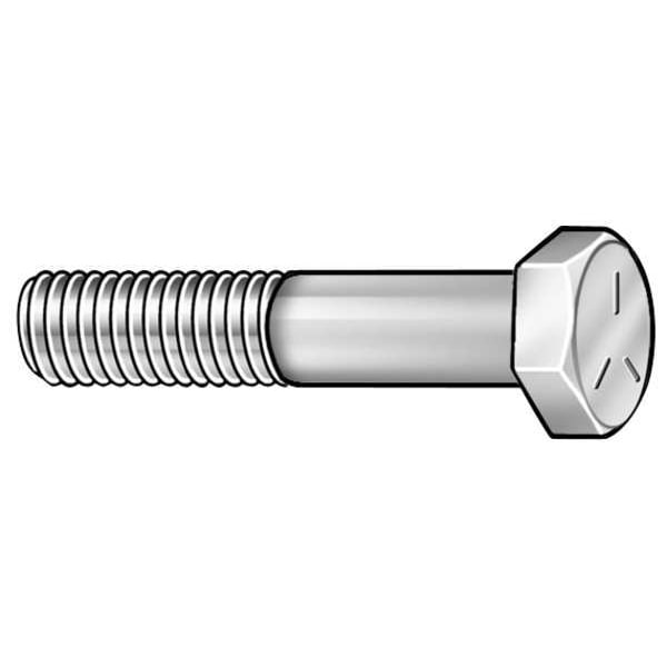 Grade 5, 1/2"-13 Hex Head Cap Screw, Zinc Plated Steel, 2 in L, 250 PK