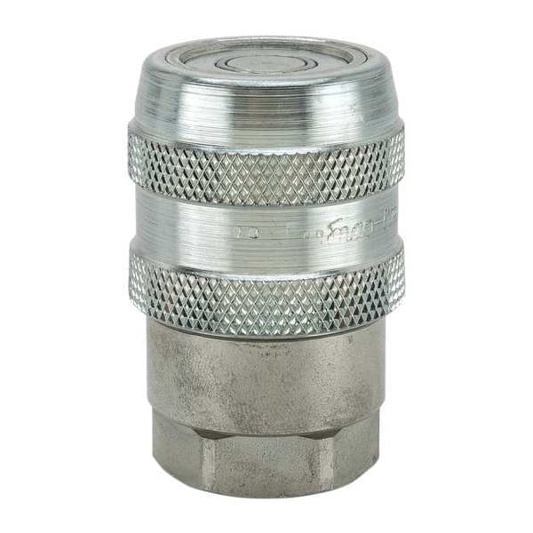 Hydraulic Quick Connect Hose Coupling, Steel Body, Push-to-Connect Lock, 1-5/8"-12 Thread Size