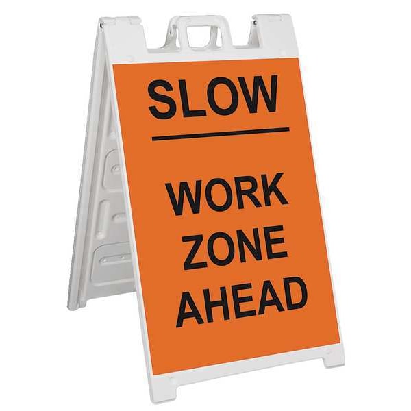 Barricade Sign, Plastic, Engineer, 45 in Height, 3 in Length, 18 lb, White