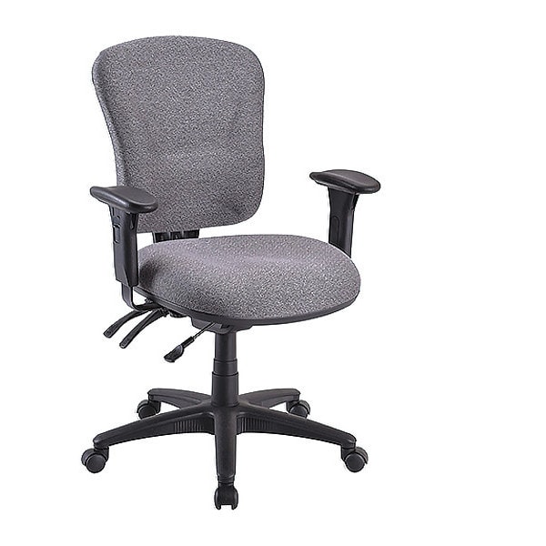 Fabric Task Chair, 18.10" to 21.70", Adjustable Arms, Black, Gray
