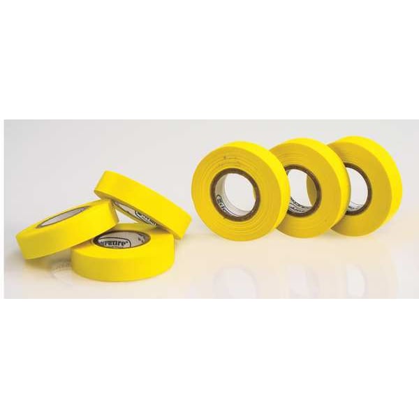 Masking Tape, 1/2 in W x 15 yd L, 6.3 mil Thick, Yellow, Rubber Adhesive, 6 PK