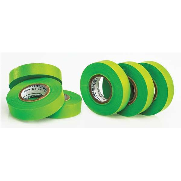 Masking Tape, 1/2 in W x 15 yd L, 6.3 mil Thick, Green, Rubber Adhesive, 6 PK