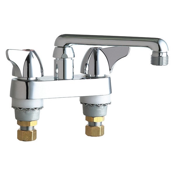 Manual Hot And Cold Water Sink Faucet, 4" Mount, Chrome plated