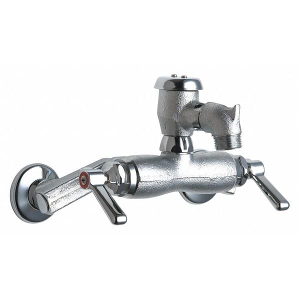 Dual-Handle Hot And Cold Water Sink Faucet, 3-3/8" Mount, Rough Chrome Plated
