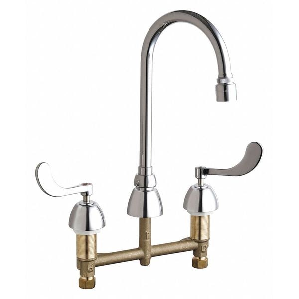 Manual Bathroom Faucet, 8" Mount, Chrome plated