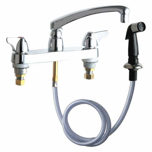 Manual Hot And Cold Water Sink Faucet, 8" Mount, Chrome plated