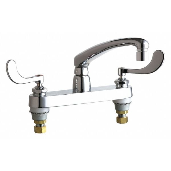 Manual Hot And Cold Water Sink Faucet, 8" Mount, Chrome plated
