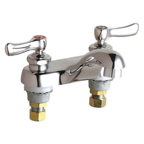 Manual Hot And Cold Water Sink Faucet, 4" Mount, Chrome plated