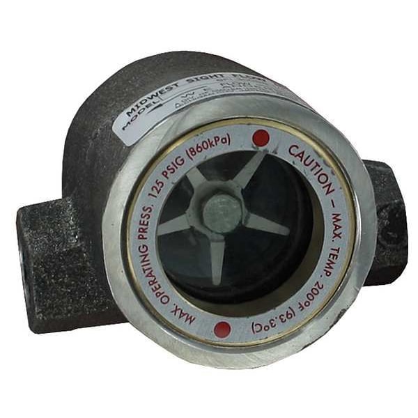 Sight flow indicator, 1-1/4" body, 4.375" L x 3.125" D x 2.563" H (111 x 79 x 65 mm), 3.0 lb (1.4 kg).
