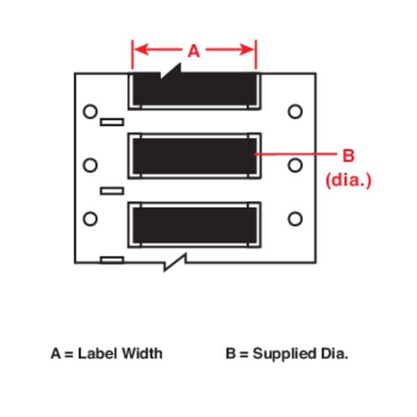 Heat Shrink Label, 3:1 I.D. Shrink Ratio, 1 in I.D. Before Shrinking, Black, 2 in