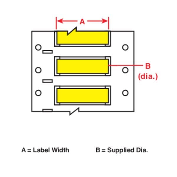 Heat Shrink Label, 3:1 I.D. Shrink Ratio, 1 in I.D. Before Shrinking, Yellow, 2 in