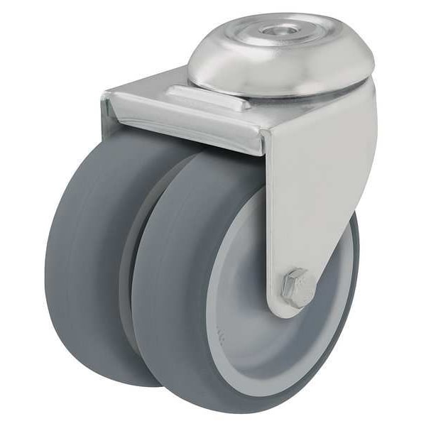 Dual Wheel Caster, Swivel, Therm Rubber, 3 in, 220 lb