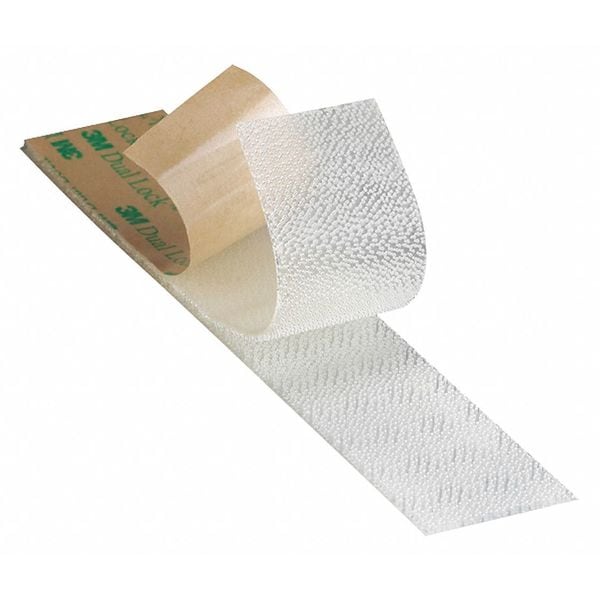 Reclosable Fastener, Acrylic Adhesive, 150 ft, 1 in W, Clear, 2 PK