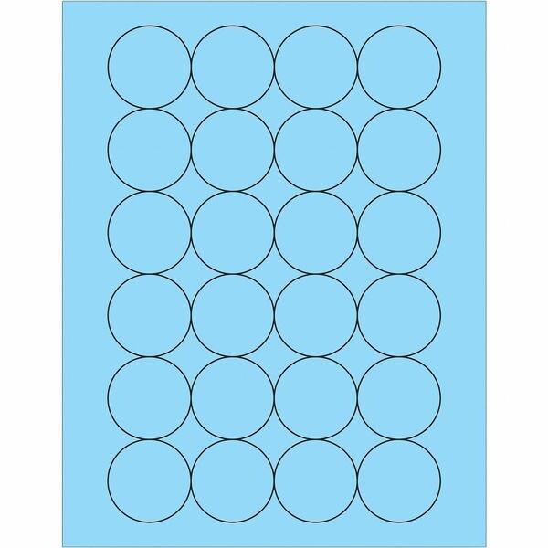 Tape Logic Fluorescent Circle Laser Labels, 1 2/3", Pastel Blue, PK2400