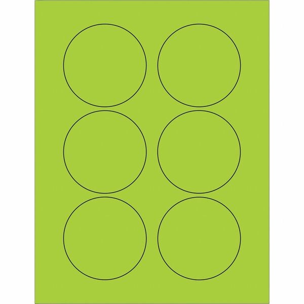 Tape Logic Fluorescent Circle Laser Labels, 3", Fluorescent Green, PK600