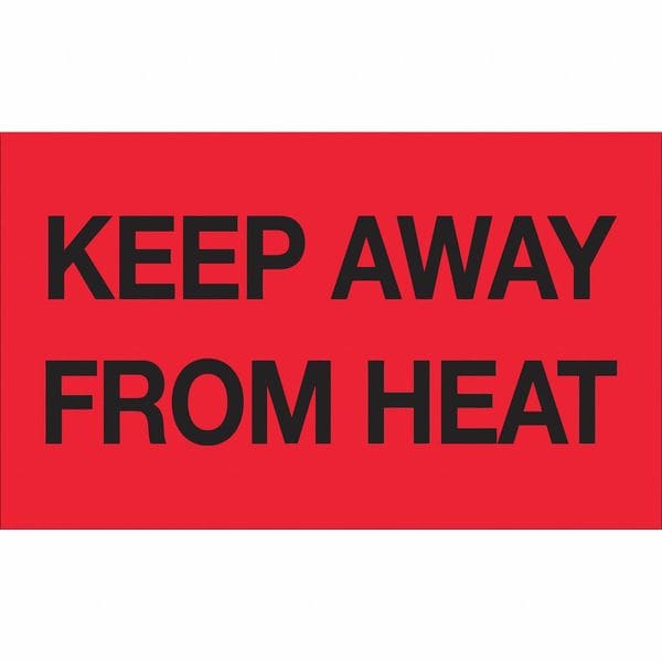 Tape Logic Labels, "Keep Away from Heat", 3" x 5", Fluorescent Red, 500/Roll
