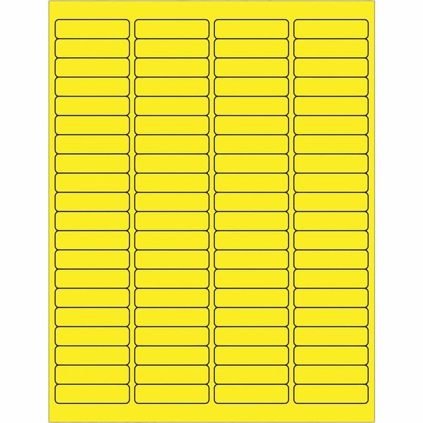 Tape Logic Rectangle Laser Labels, 1 15/16" x 1/2", Fluorescent Yellow, PK8000
