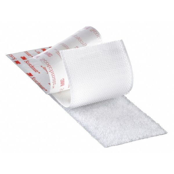 Reclosable Fastener, Rubber Adhesive, 150 ft, 1 in W, White, 3 PK