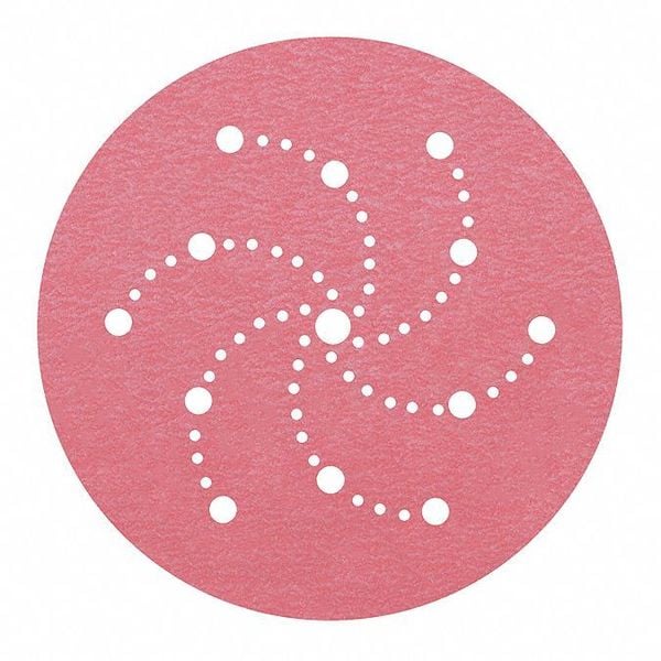 Hook and Loop Disc, 6", Vac, 80G, 6" Dia, Multi-Hole, Aluminum Oxide, 80 Grit, Coated Type