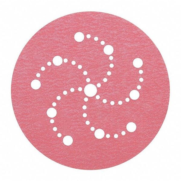 Hook and Loop Disc, 5", Vac, 120G, 5" Dia, Multi-Hole, Aluminum Oxide, 120 Grit, Coated Type