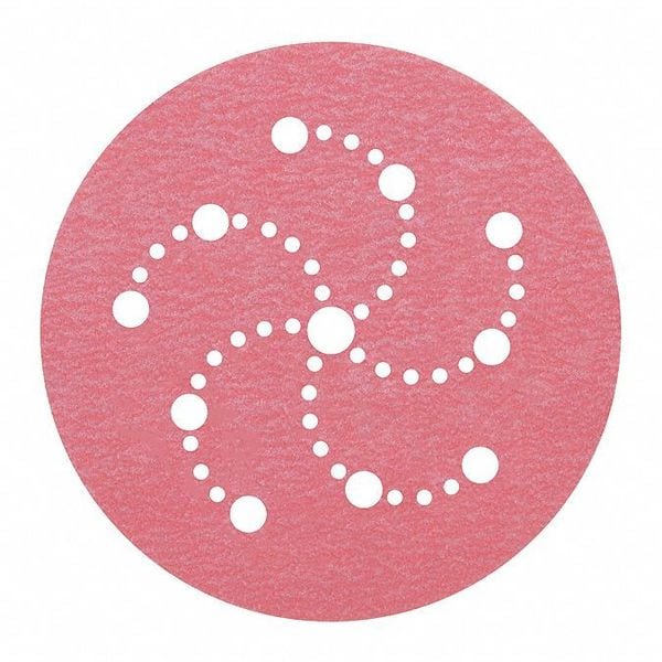 Hook and Loop Disc, 5", Vac, 150G, 5" Dia, Multi-Hole, Aluminum Oxide, 150 Grit, Coated Type