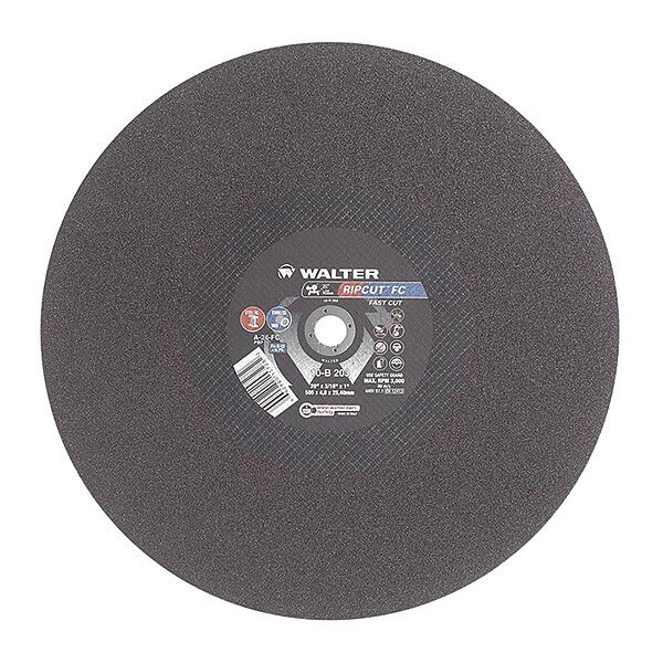 Cutting Whl, T1 20"x3/16"x1" A-24-Fc, Type 1, 20 in Dia, 3/16 in Thick, 1 in Arbor Hole Size
