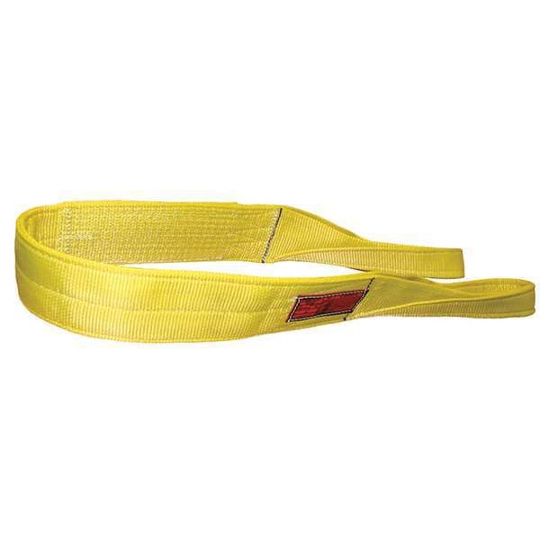 Synthetic Web Sling, Flat Eye and Eye, 18 ft L, 8 in W, Nylon, Yellow