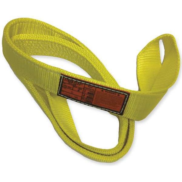 Synthetic Web Sling, Type 4, 10 ft L, 2 in W, Nylon, Yellow