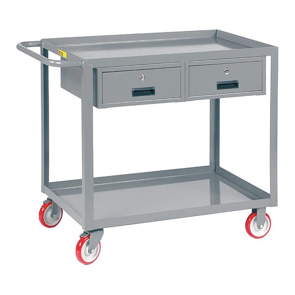 Utility Cart, Steel, 1,200 lb Load Capacity, 2 Shelves, 41 1/2 in L, 24 in W, 35 in H