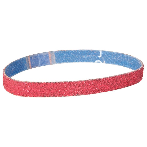 Sanding Belt, 1/2 in W, 18 in L, Coated, Ceramic, 40 Grit, Extra Coarse, R981 SG, Red