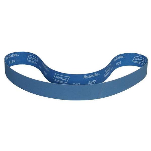 Sanding Belt, 2 1/2 in W, 48 in L, Coated, Zirconia Alumina, 50 Grit, Coarse, BlueFire R821P, Blue