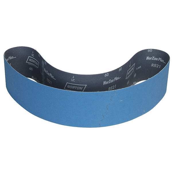 Sanding Belt, 4 in W, 54 in L, Coated, Zirconia Alumina, 80 Grit, Coarse, BlueFire R823P, Blue