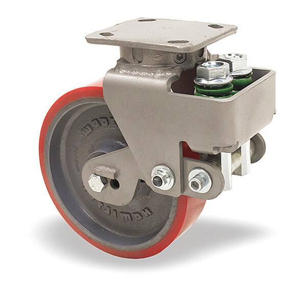 Aerospace Spring Loaded Workhorse Swivel Caster, 8" x 2" Ultralast Poly on Cast Iron Steel Wheel