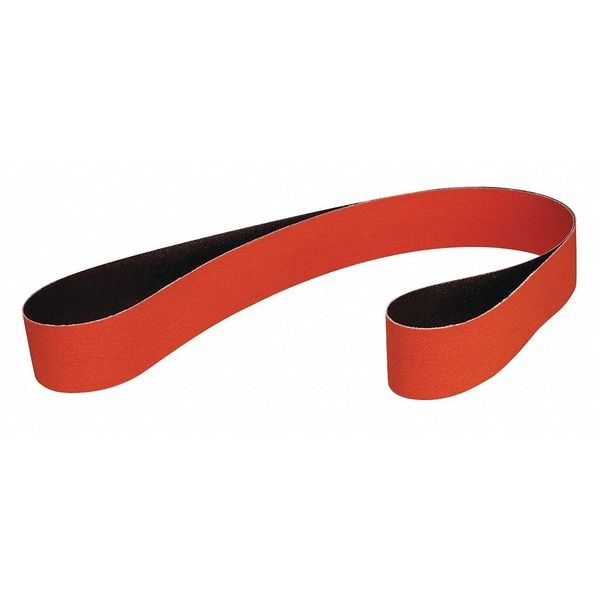 Sanding Belt, 2-3/4 in W, 15-1/2 in L, Closed Coat, Ceramic Aluminum Oxide, 80 Grit, Orange