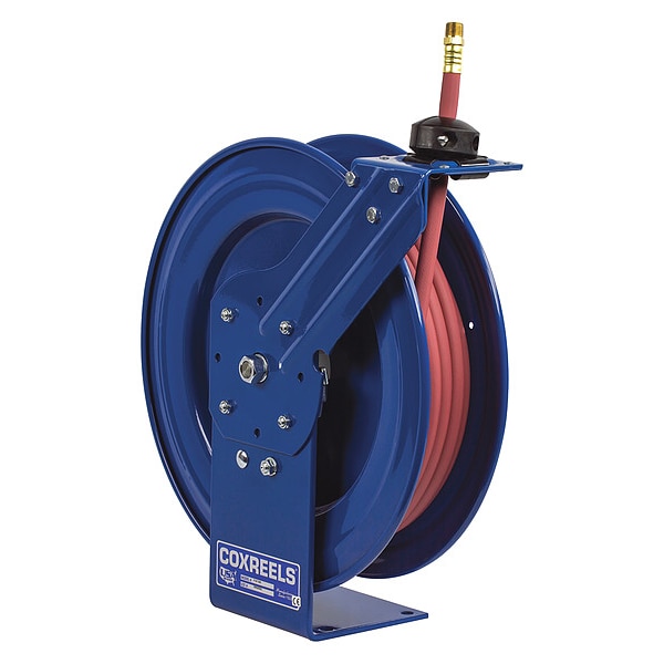 Spring Return Hose Reel, 1/4 in Hose Diameter, 30 ft Length, 300 psi Max. Pressure, Brass