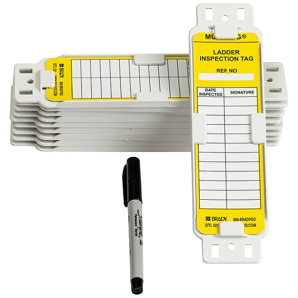Tag, Maintenance, Plastic, Yellow on White, Rectangle, 10 PK