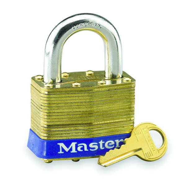 Padlock, Keyed Alike, Standard Shackle, Rectangular Brass Body, Steel Shackle, 15/16 in W