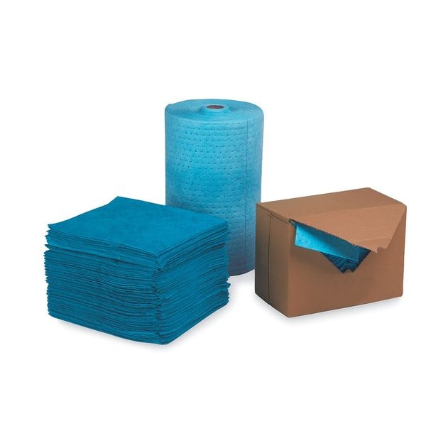 Sorbent Pad, 15 gal, 16 in x 18 in, Oil, Blue, 50 PK