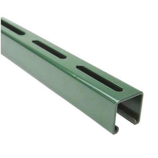 Single Channel Strut, Slotted, Steel, Painted, 13/32 in x 3 in Hole Size, Green